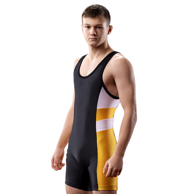  Matman Wrestling Singlet Adult Men's Double Knit Nylon  Weightlifting Made in USA (Black/Gold, X-Small) : Sports & Outdoors